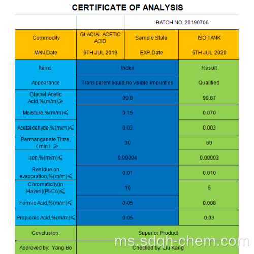 Membekalkan Asid Asetik Berkualiti Terbaik No CAS 64-19-7